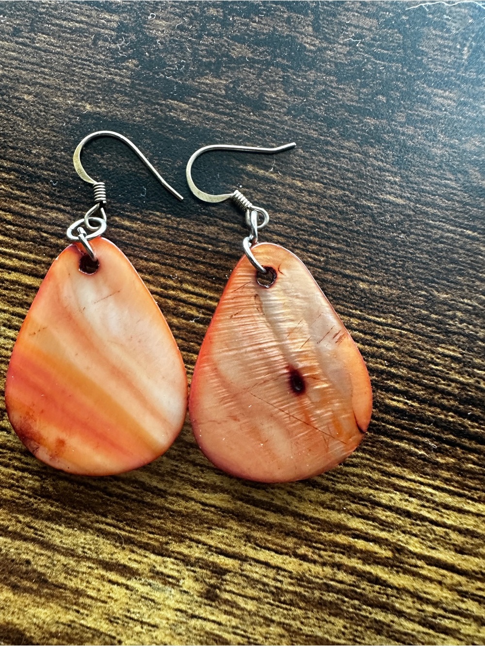 Orange Shell Dangle Earrings